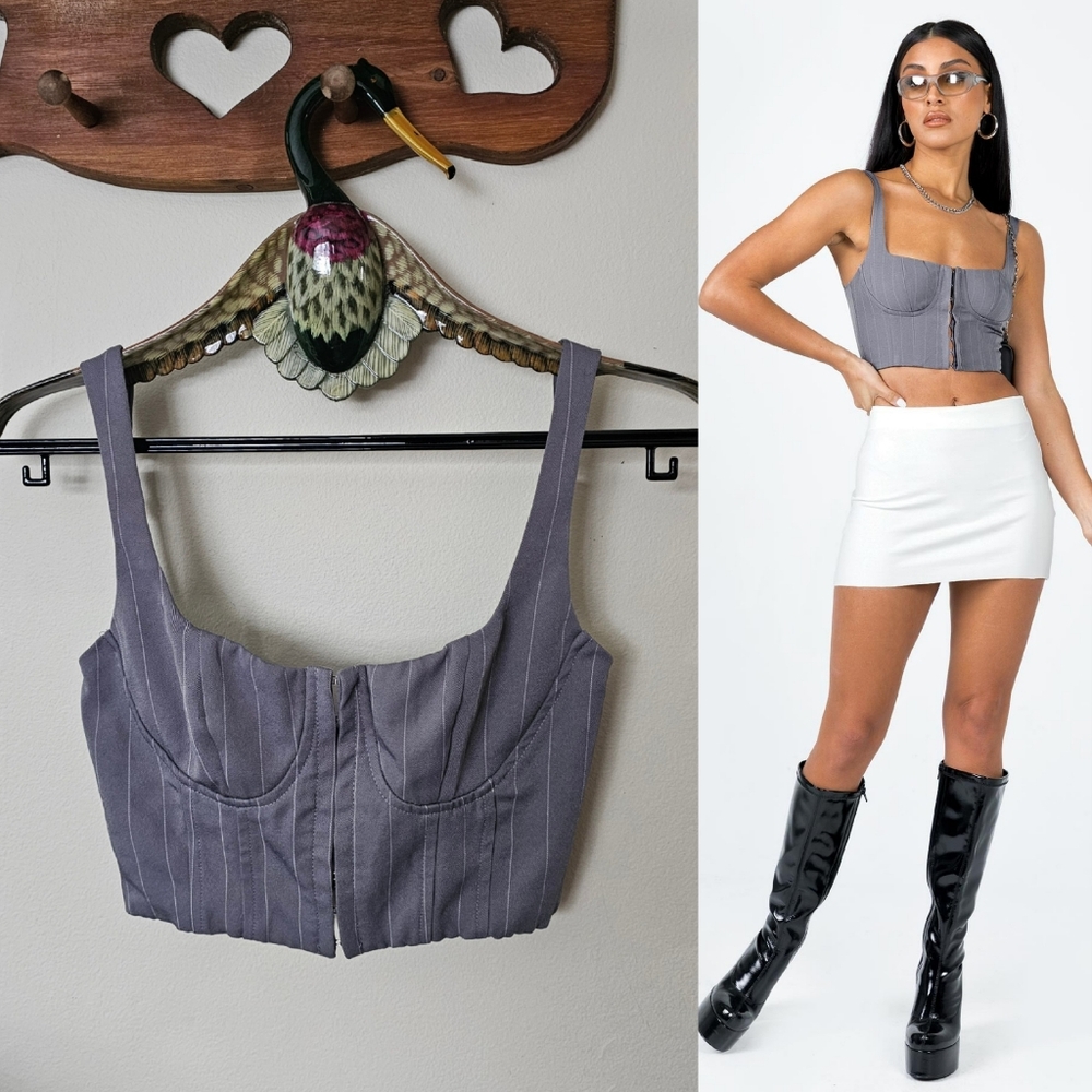 Princess Polly Carvey Pinstripe Crop Top